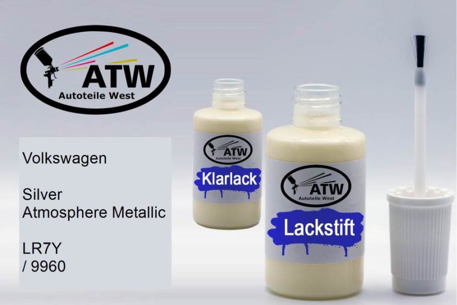 Volkswagen, Silver Atmosphere Metallic, LR7Y / 9960: 20ml Lackstift + 20ml Klarlack - Set, von ATW Autoteile West.